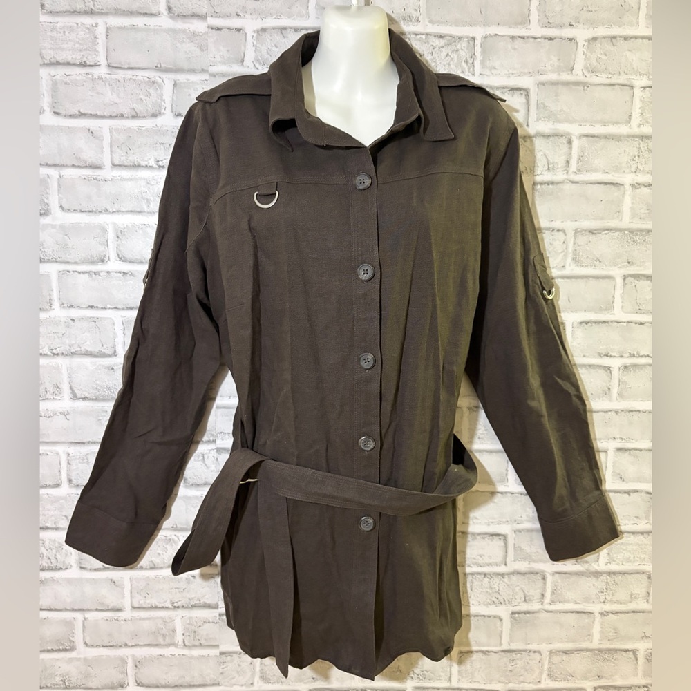 Jessica gray Utility light Jacket with Belt, size 16w- brand new